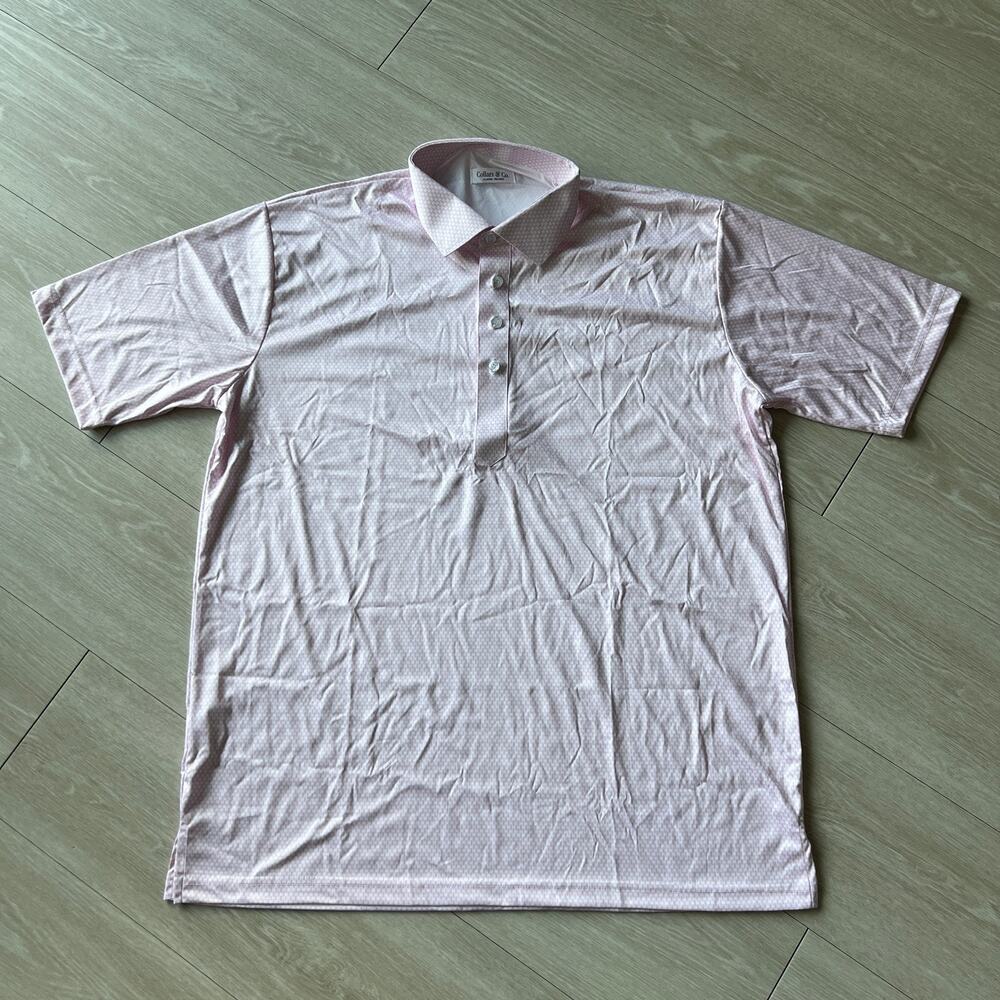 Collars & Co Dress Collar Polo Tee Mens XL Relaxed Vantage Pink White